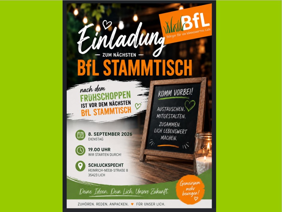 Einladung zum nächsten BfL Stammtisch